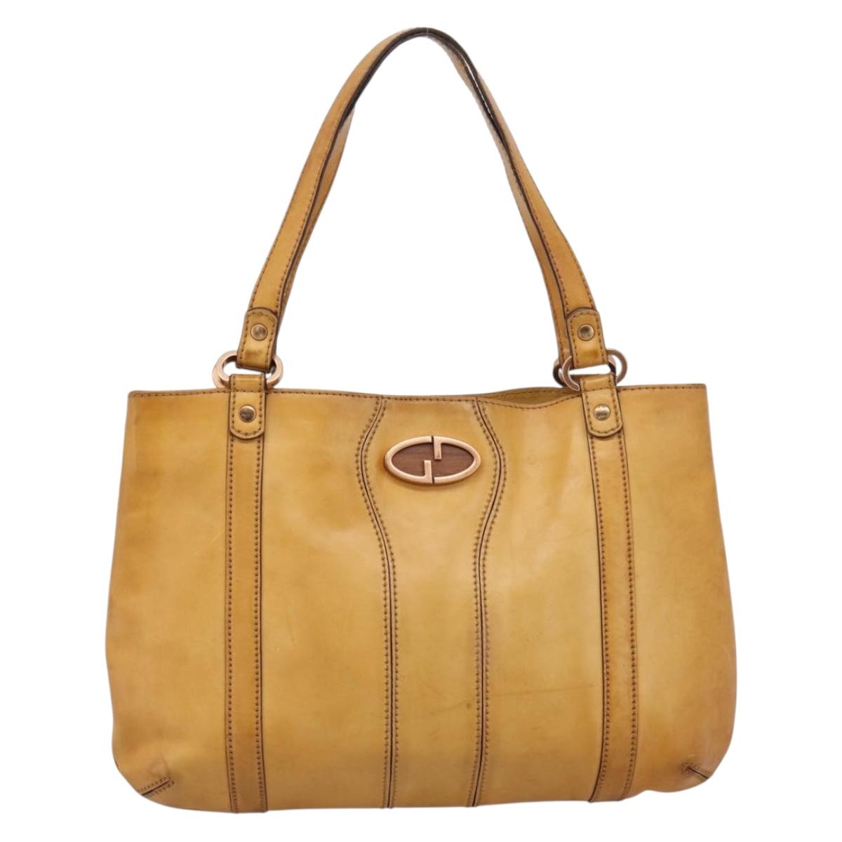 Christian Dior Tote Bag Leather Beige Auth 201982