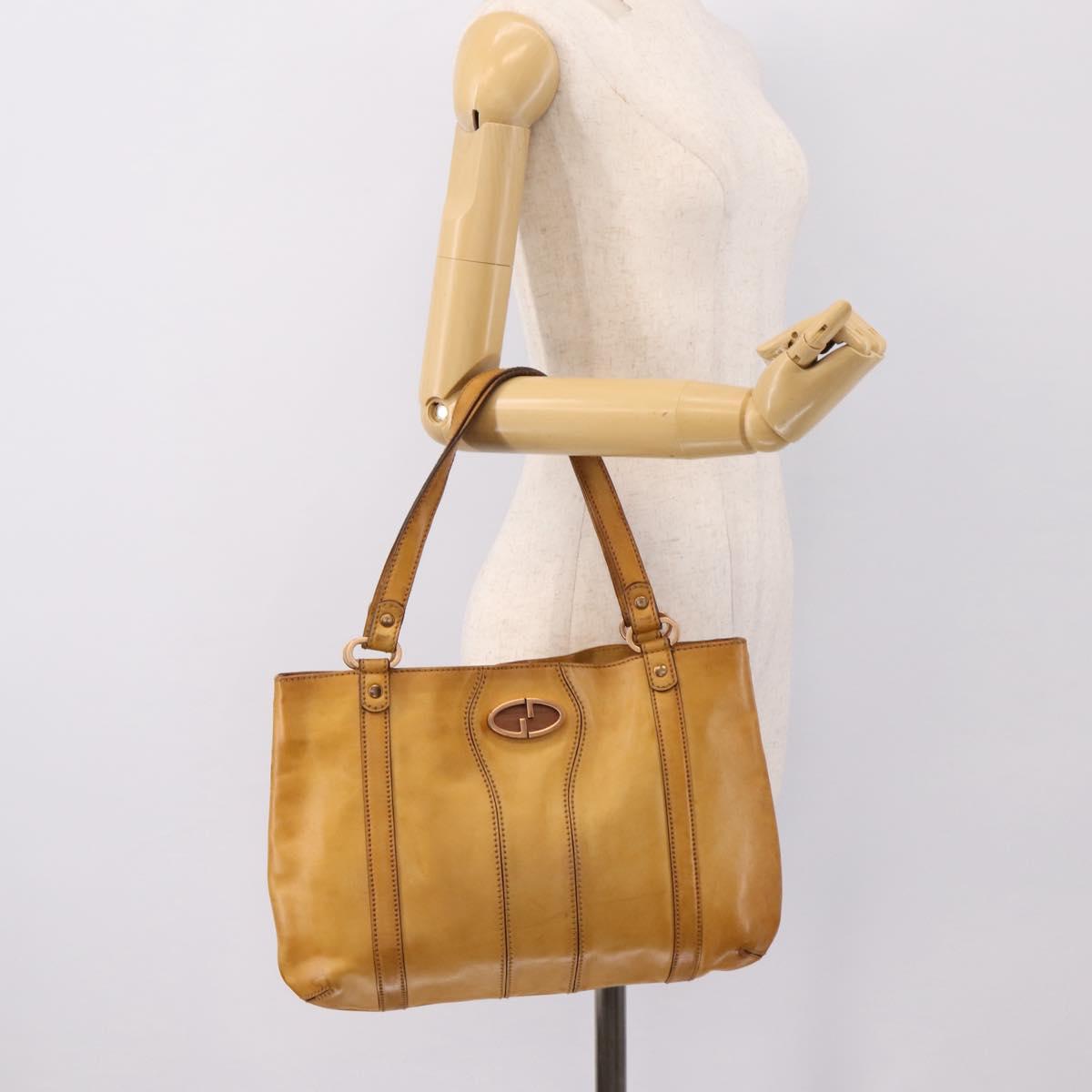 Christian Dior Tote Bag Leather Beige Auth 201982