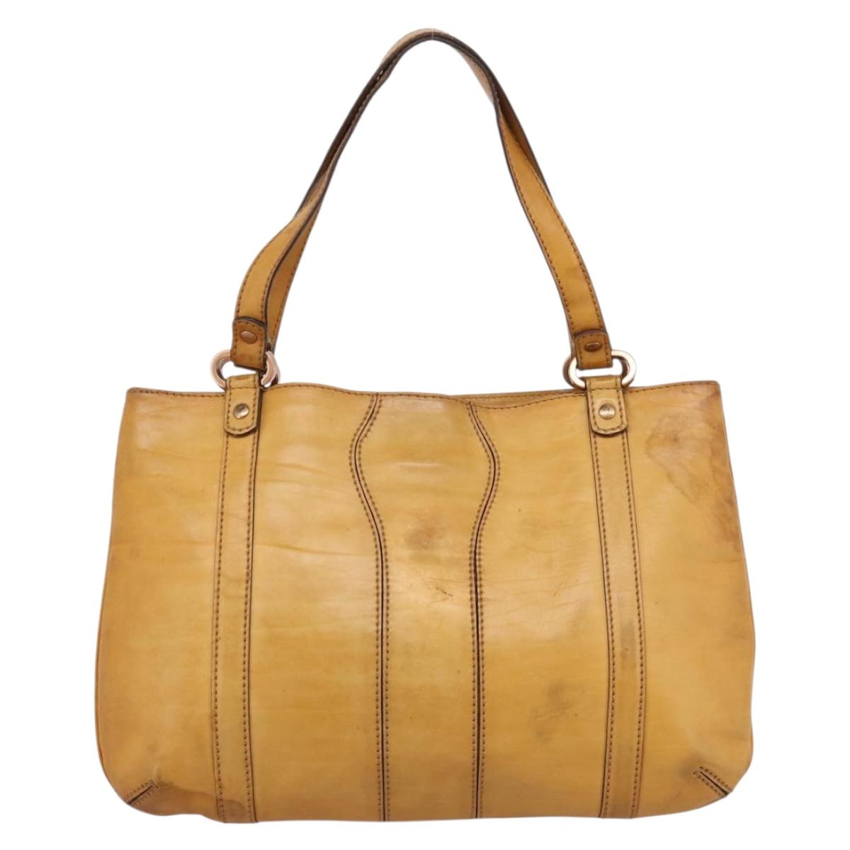 Christian Dior Tote Bag Leather Beige Auth 201982