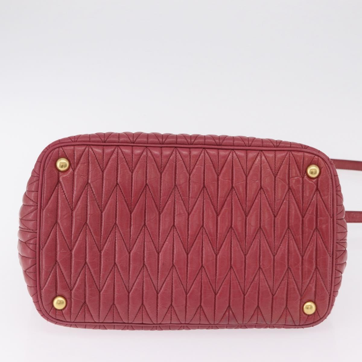 Miu Miu Matelasse Hand Bag Leather 2way Pink Gold Auth 201984A