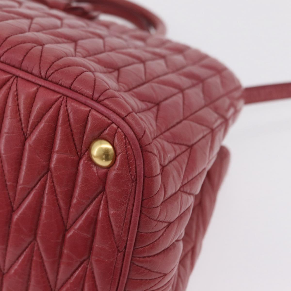 Miu Miu Matelasse Hand Bag Leather 2way Pink Gold Auth 201984A