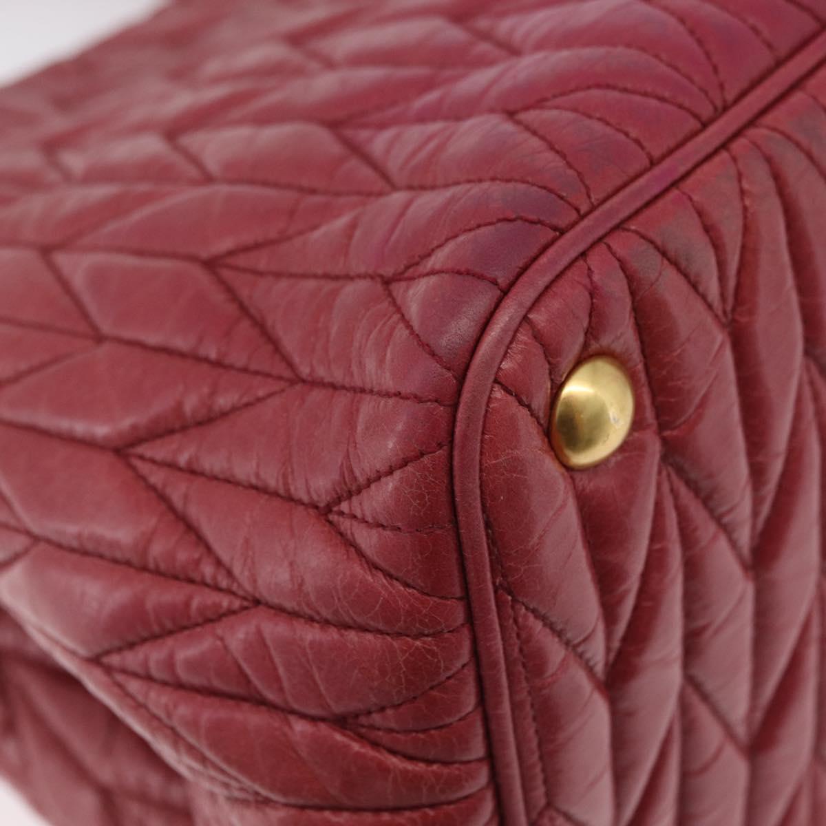 Miu Miu Matelasse Hand Bag Leather 2way Pink Gold Auth 201984A