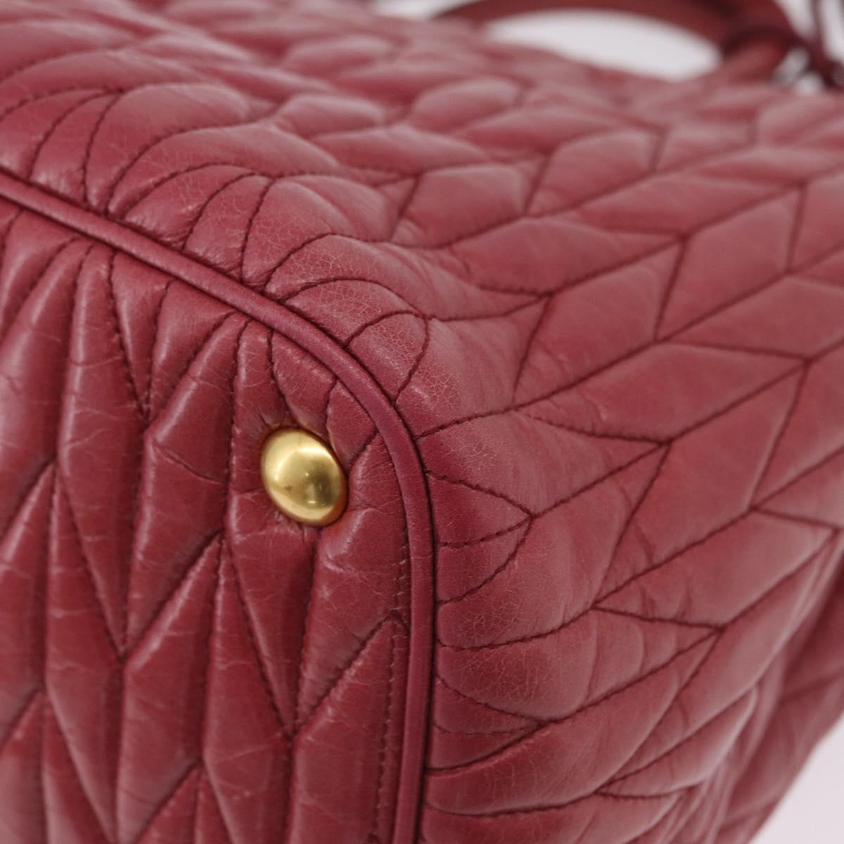 Miu Miu Matelasse Hand Bag Leather 2way Pink Gold Auth 201984A