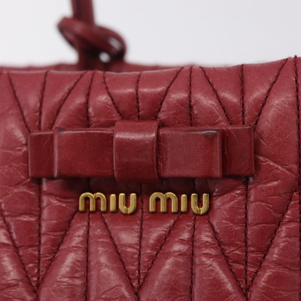 Miu Miu Matelasse Hand Bag Leather 2way Pink Gold Auth 201984A