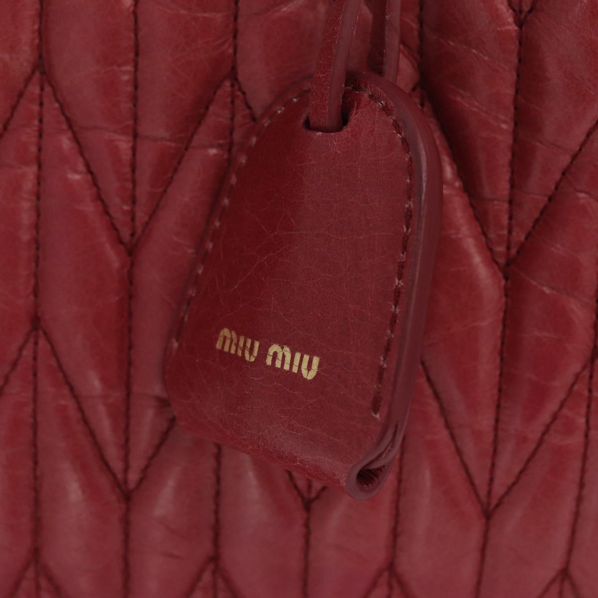 Miu Miu Matelasse Hand Bag Leather 2way Pink Gold Auth 201984A