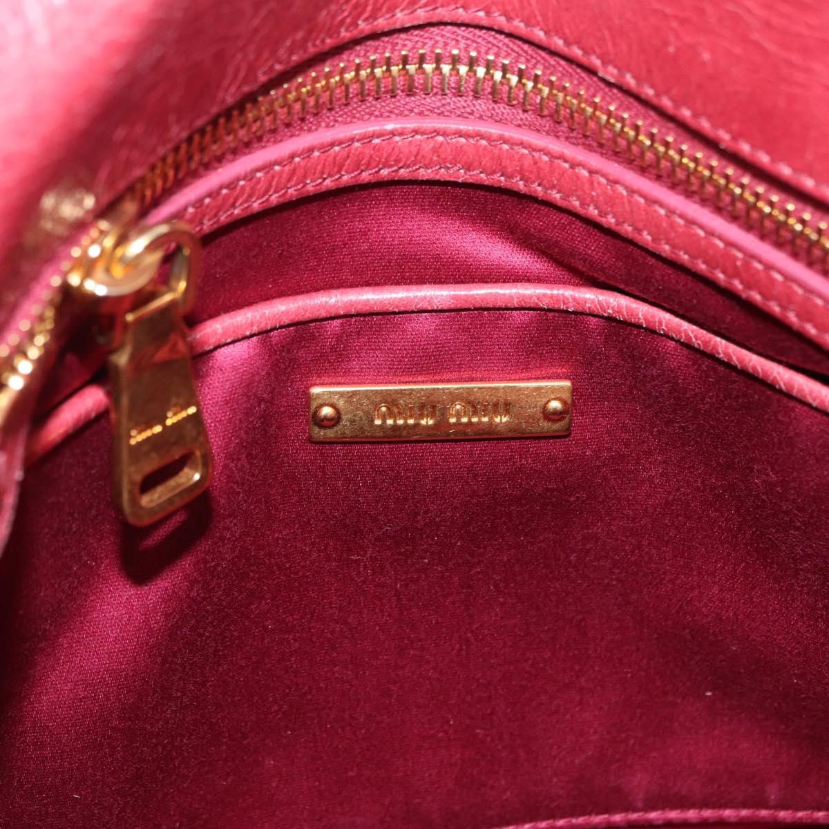 Miu Miu Matelasse Hand Bag Leather 2way Pink Gold Auth 201984A