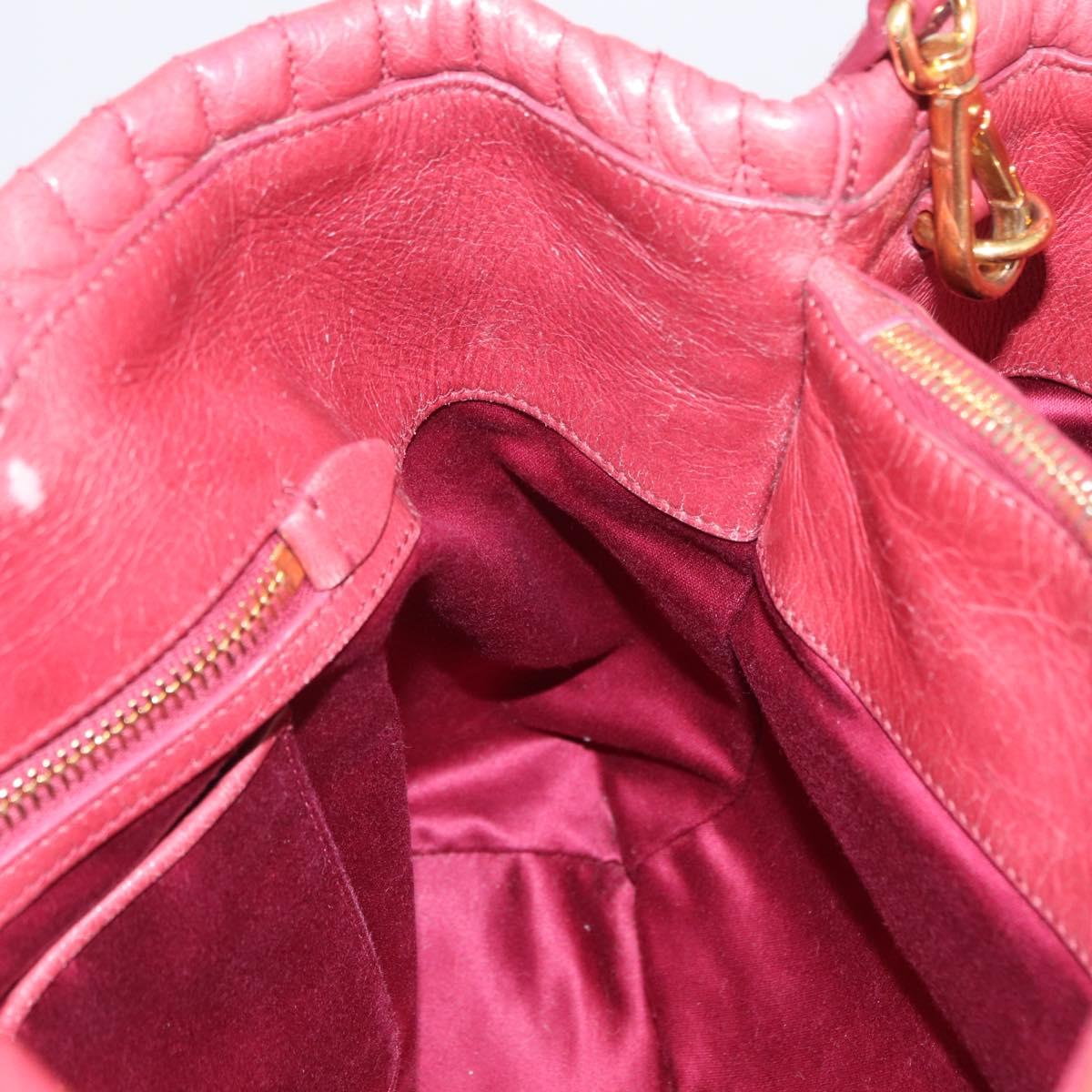 Miu Miu Matelasse Hand Bag Leather 2way Pink Gold Auth 201984A
