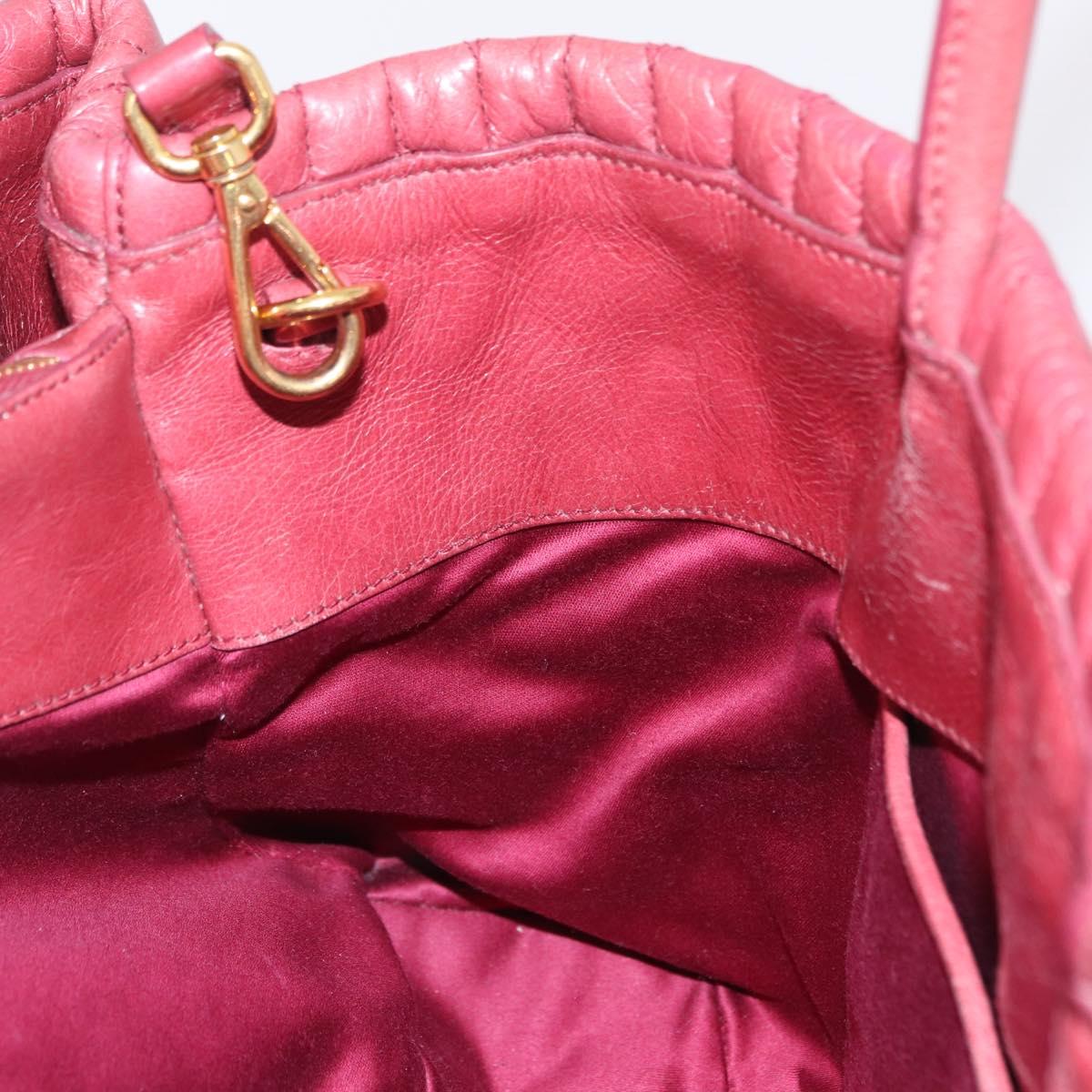 Miu Miu Matelasse Hand Bag Leather 2way Pink Gold Auth 201984A