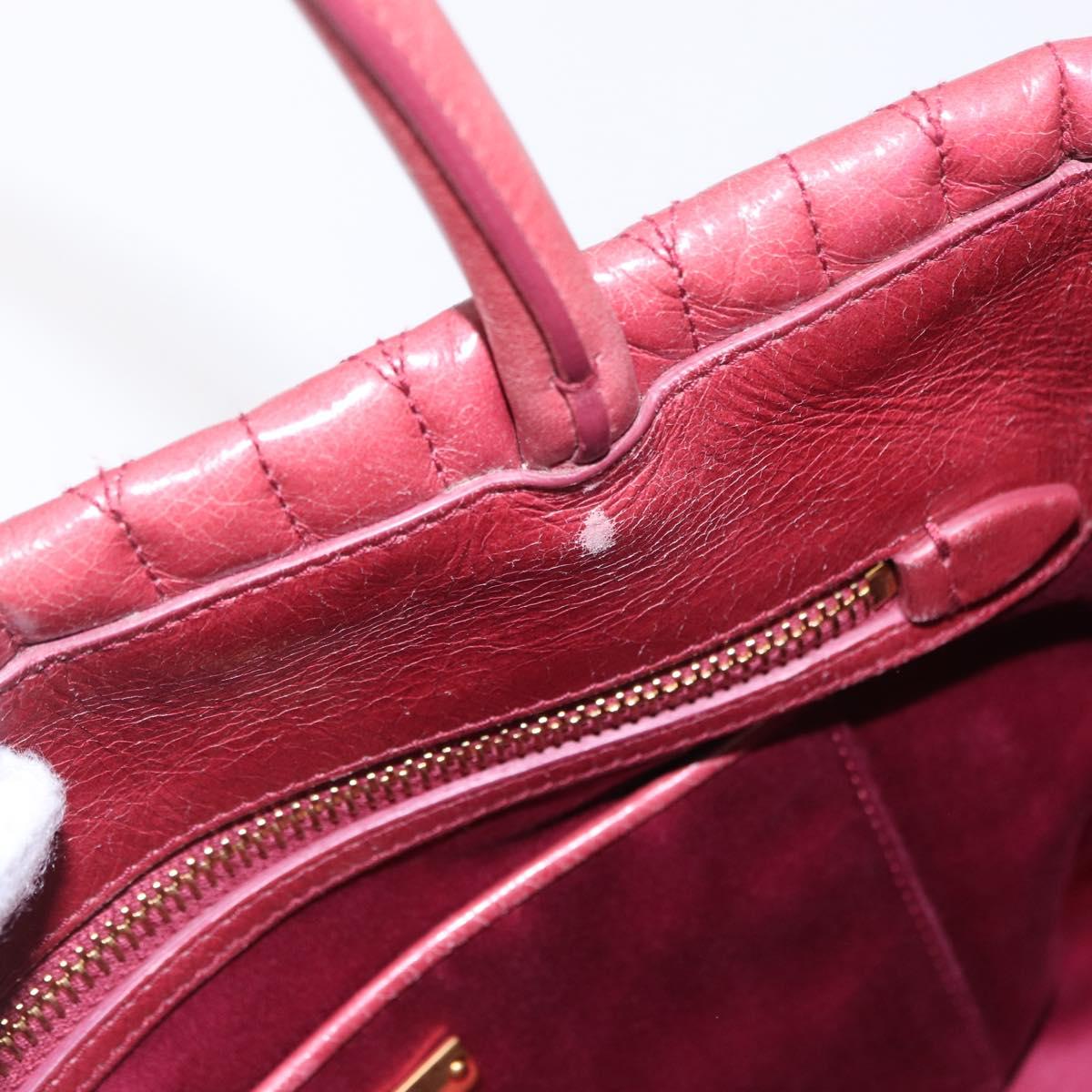 Miu Miu Matelasse Hand Bag Leather 2way Pink Gold Auth 201984A