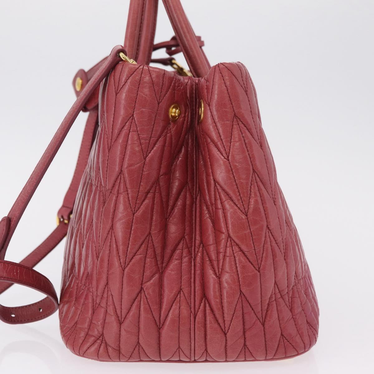 Miu Miu Matelasse Hand Bag Leather 2way Pink Gold Auth 201984A