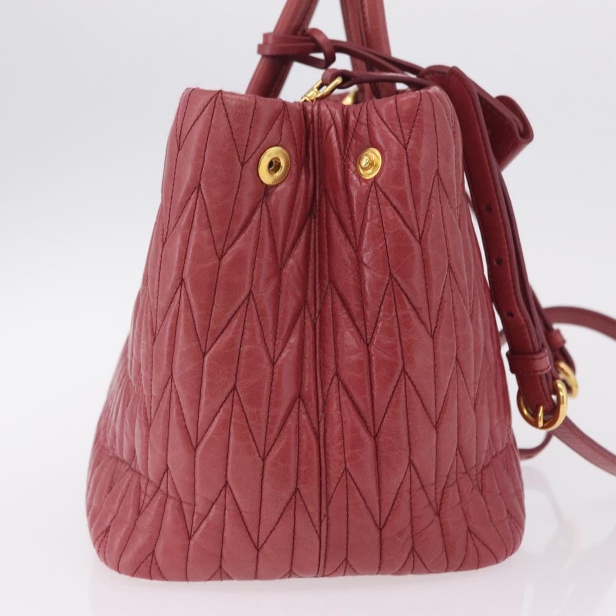 Miu Miu Matelasse Hand Bag Leather 2way Pink Gold Auth 201984A