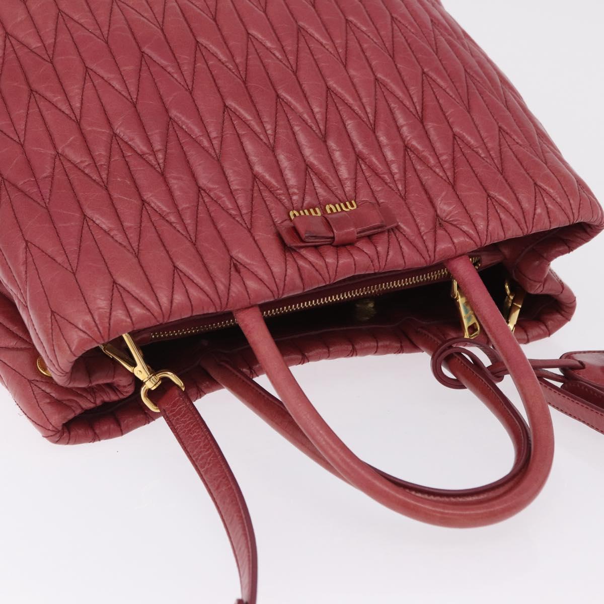 Miu Miu Matelasse Hand Bag Leather 2way Pink Gold Auth 201984A