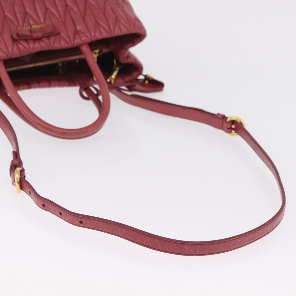 Miu Miu Matelasse Hand Bag Leather 2way Pink Gold Auth 201984A