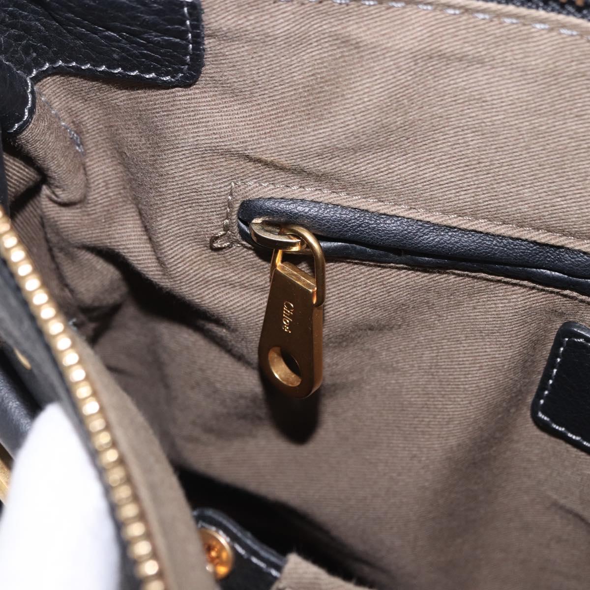 Chloe Mercy Hand Bag Leather Black Gold Auth 201985V