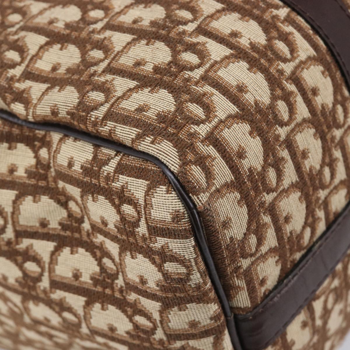 Christian Dior Trotter Canvas Boston Bag Brown Gold Auth 201986A