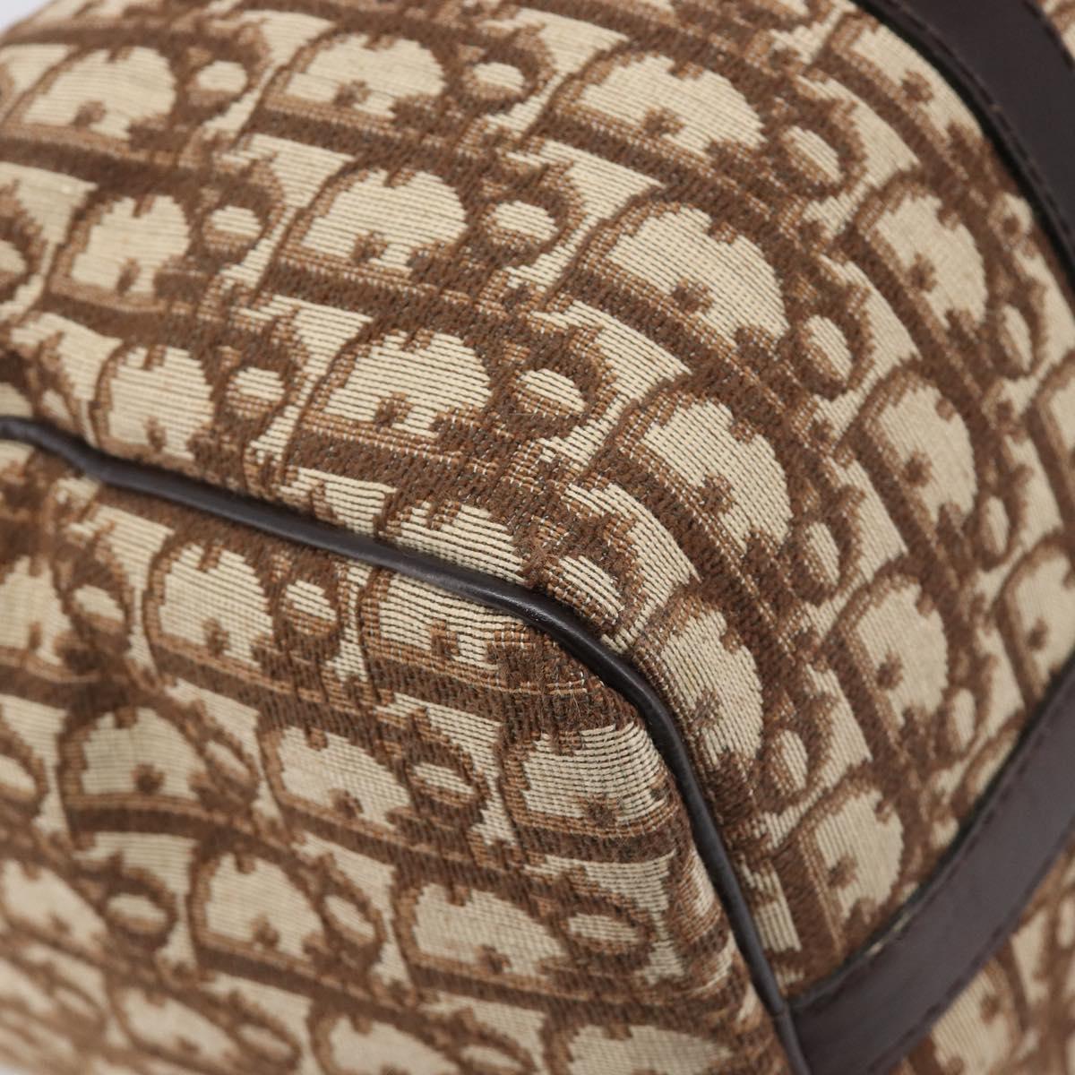 Christian Dior Trotter Canvas Boston Bag Brown Gold Auth 201986A
