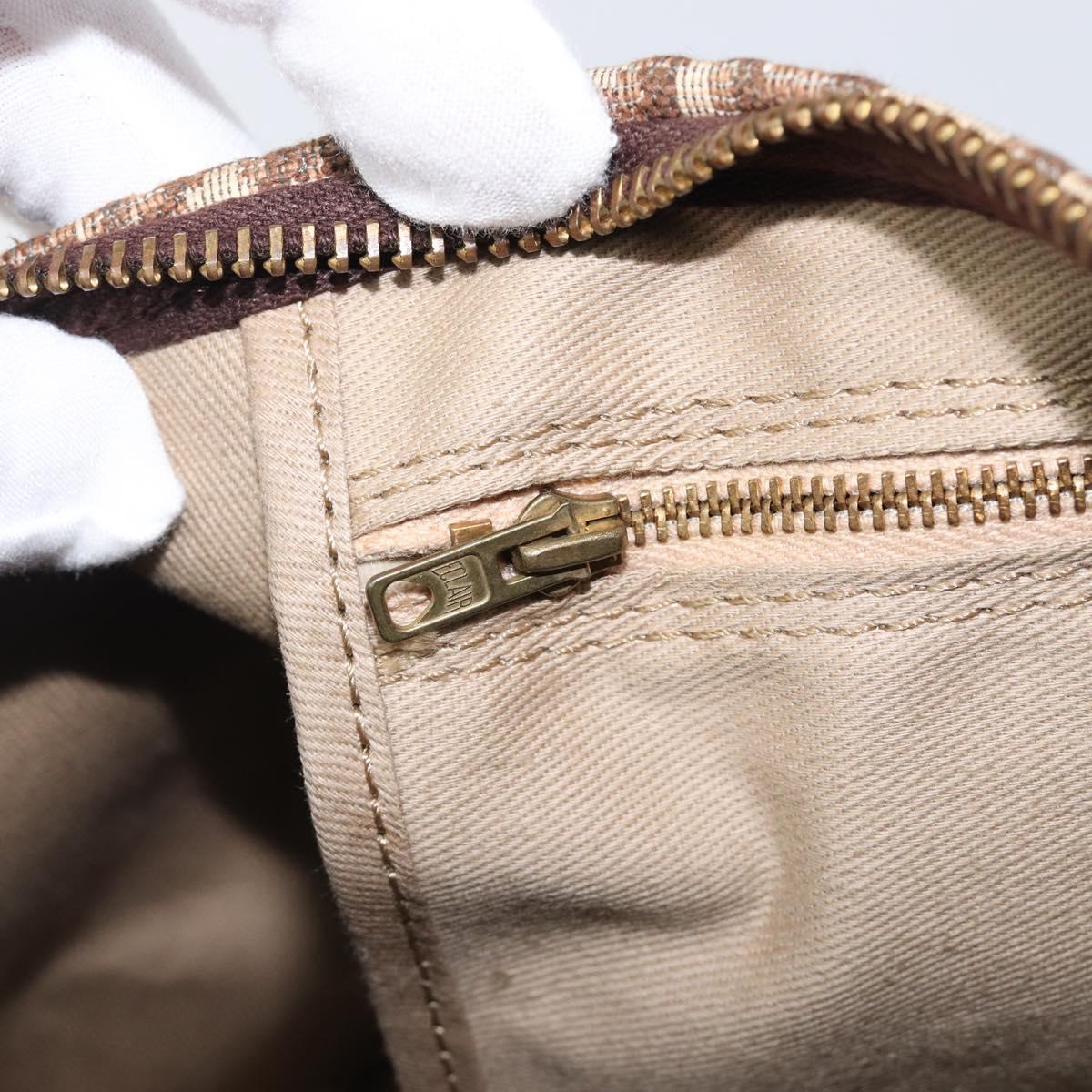 Christian Dior Trotter Canvas Boston Bag Brown Gold Auth 201986A