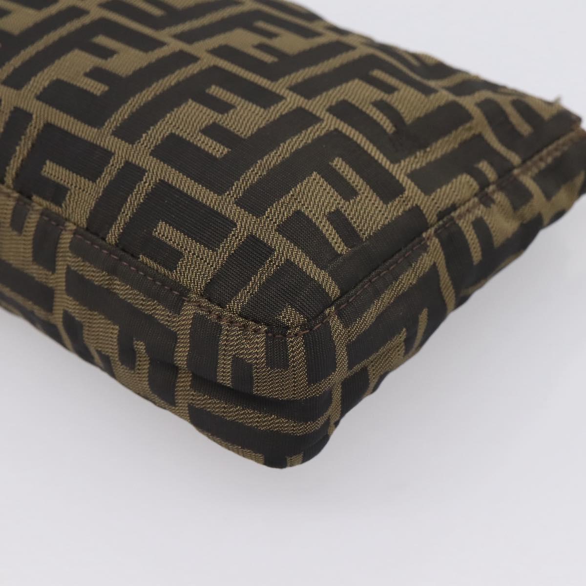 FENDI Zucca Canvas Shoulder Bag Brown Black Auth 201988
