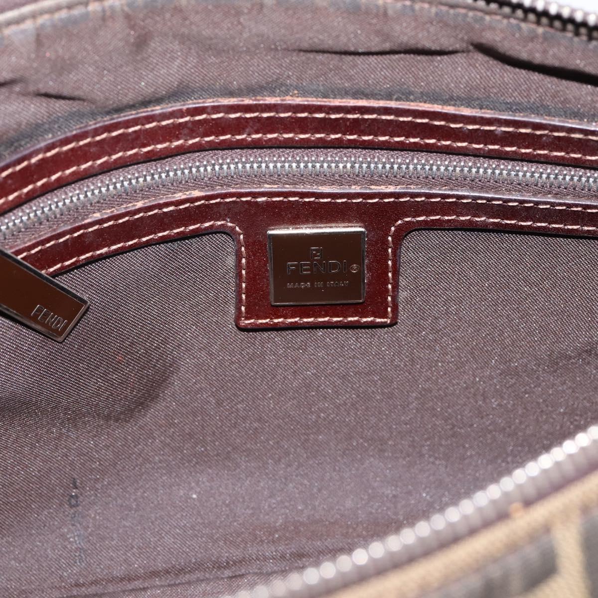 FENDI Zucca Canvas Shoulder Bag Brown Black Auth 201988