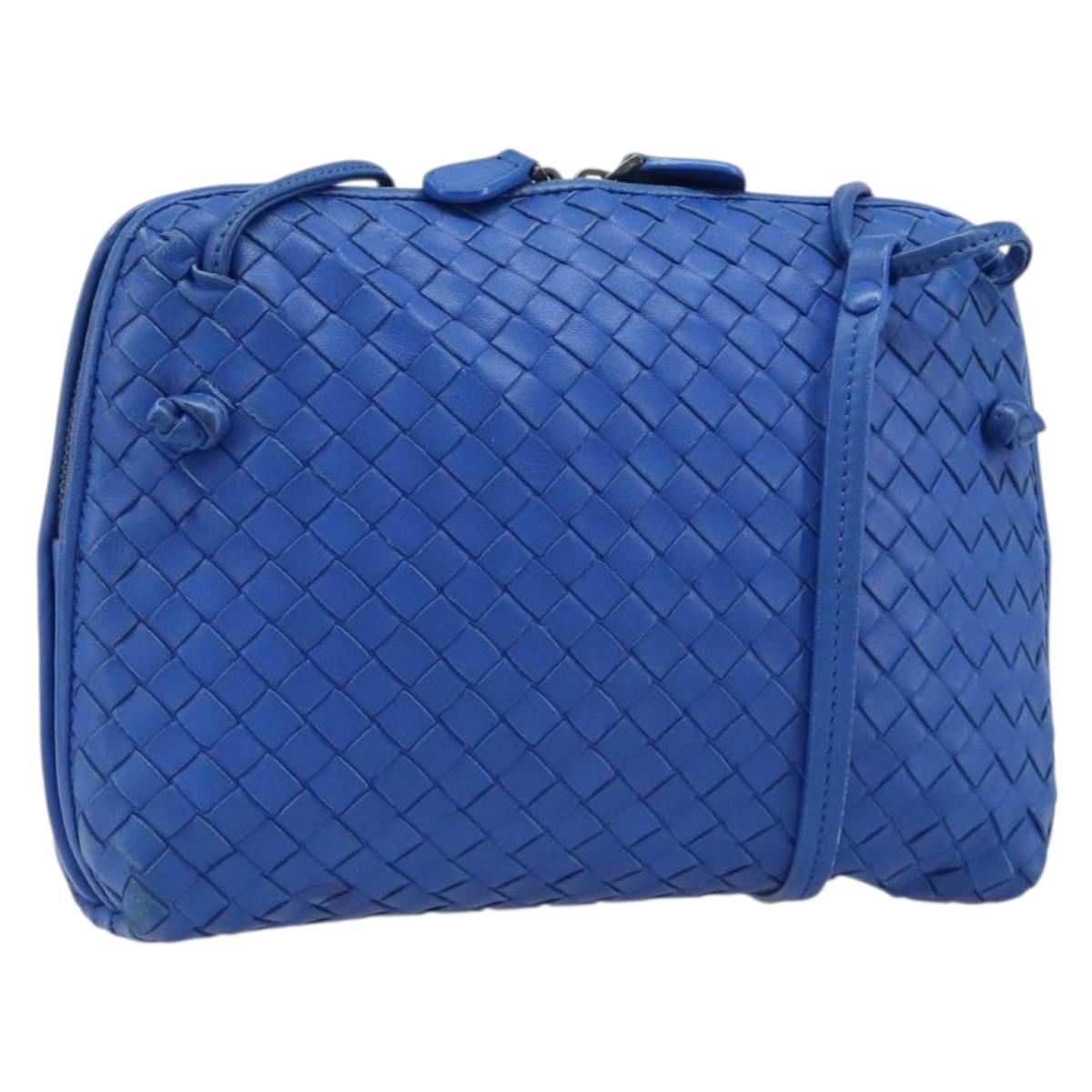 BOTTEGA VENETA INTRECCIATO Shoulder Bag Leather Blue Auth 201989V