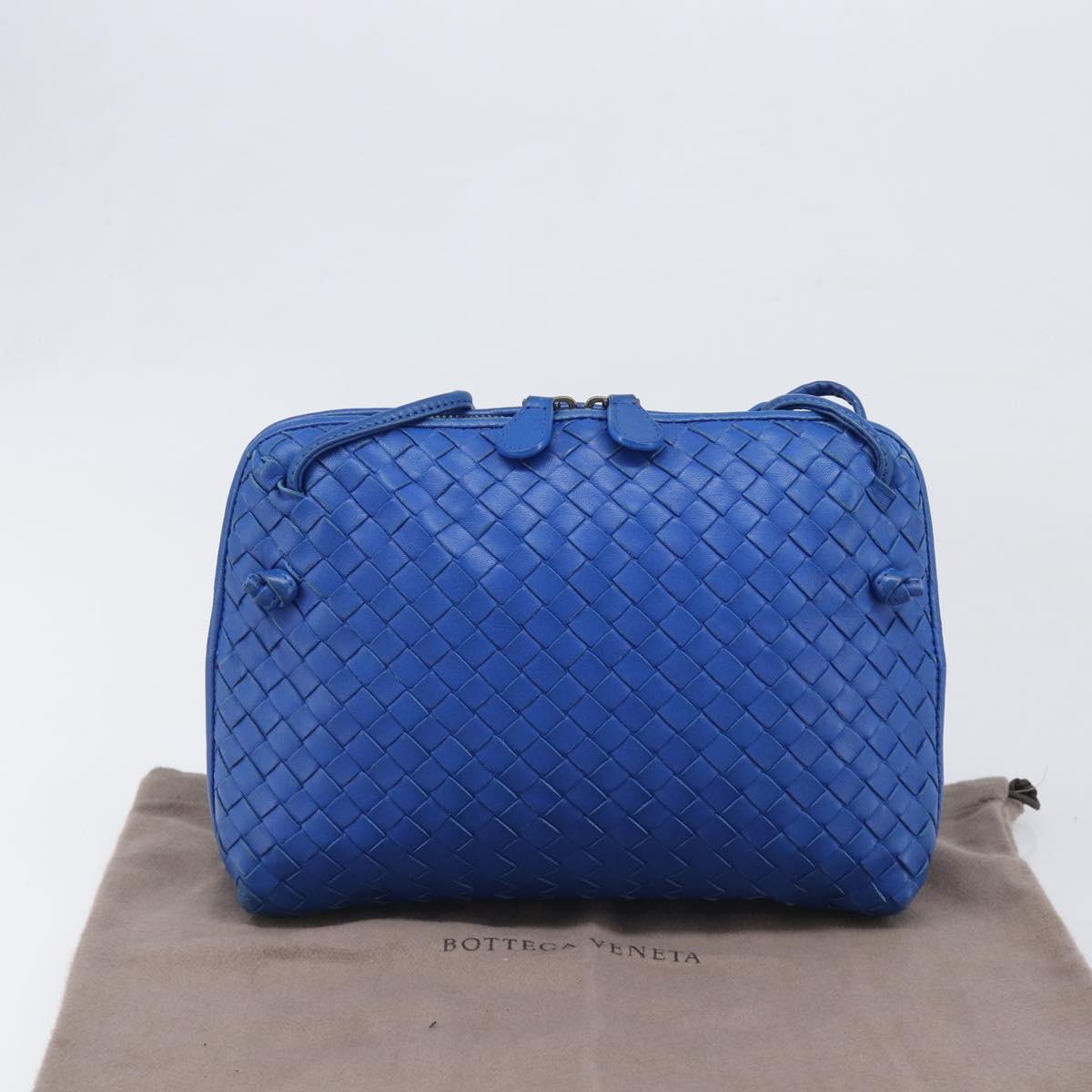 BOTTEGA VENETA INTRECCIATO Shoulder Bag Leather Blue Auth 201989V