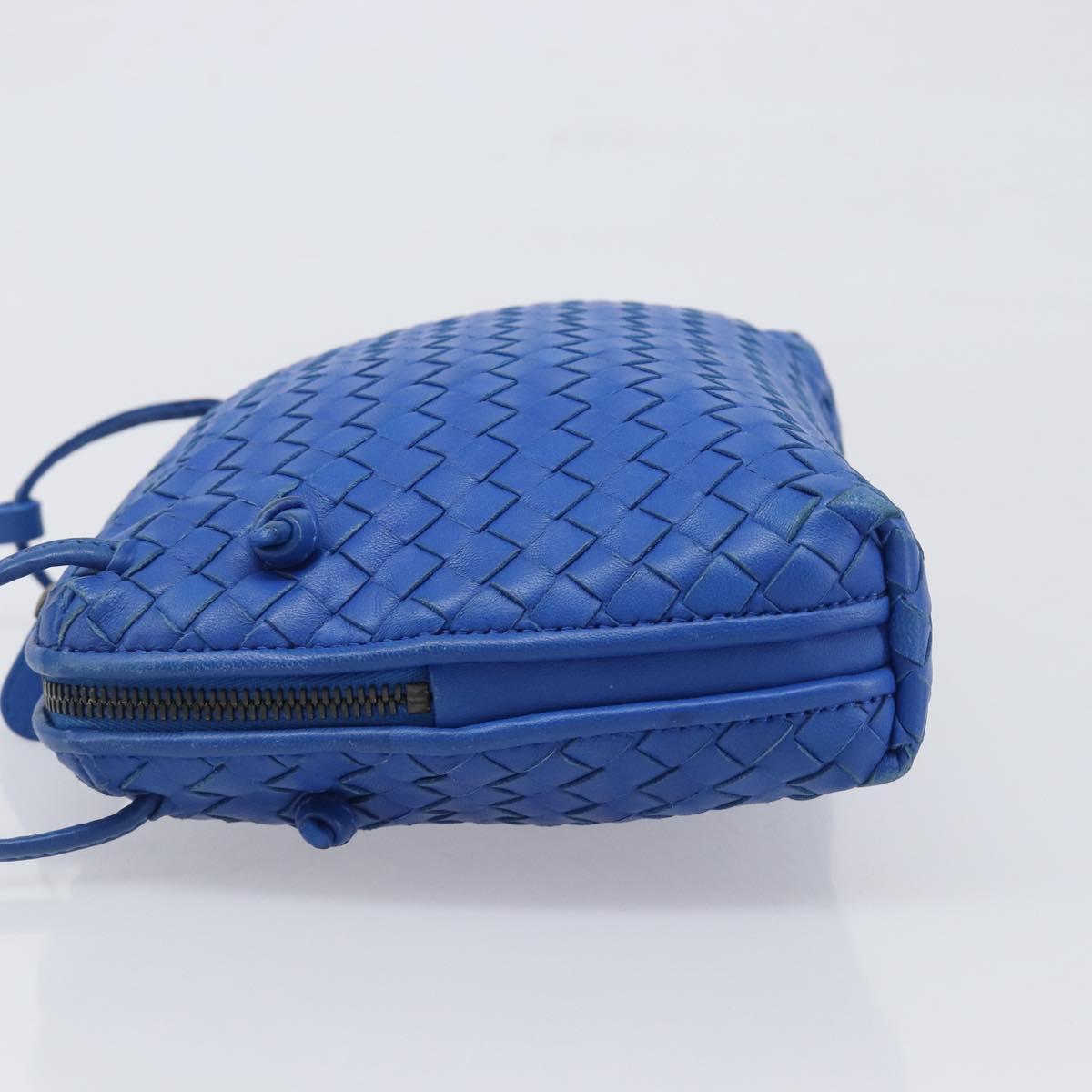 BOTTEGA VENETA INTRECCIATO Shoulder Bag Leather Blue Auth 201989V