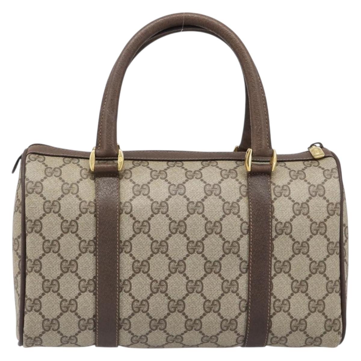 GUCCI GG Supreme Web Sherry Line Hand Bag PVC Beige Gold 39 02 006 Auth 201990