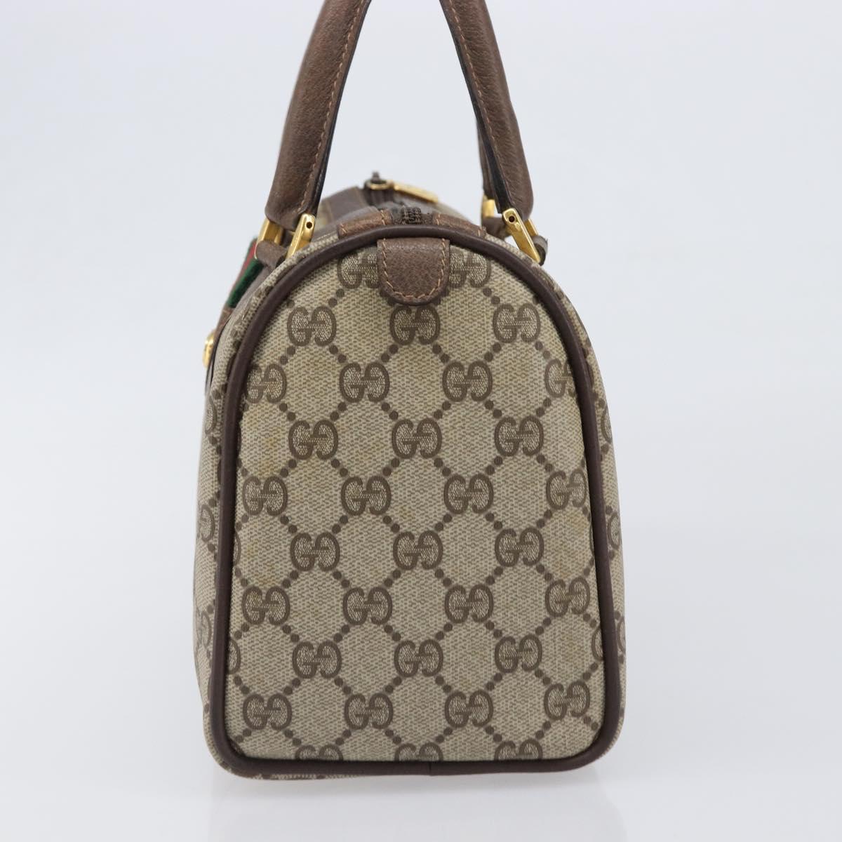 GUCCI GG Supreme Web Sherry Line Hand Bag PVC Beige Gold 39 02 006 Auth 201990
