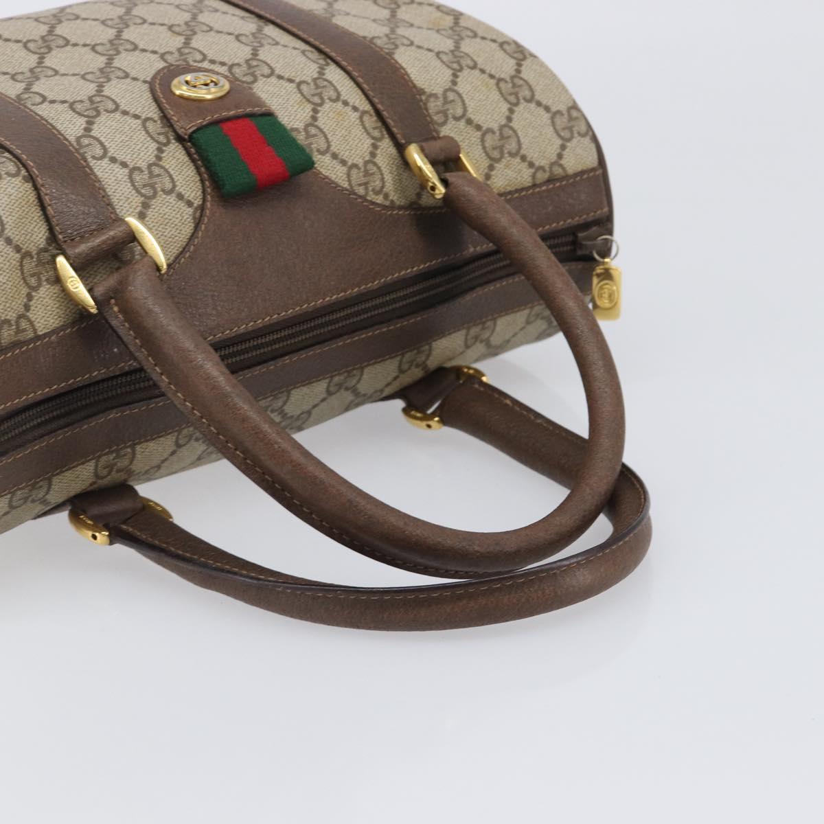 GUCCI GG Supreme Web Sherry Line Hand Bag PVC Beige Gold 39 02 006 Auth 201990