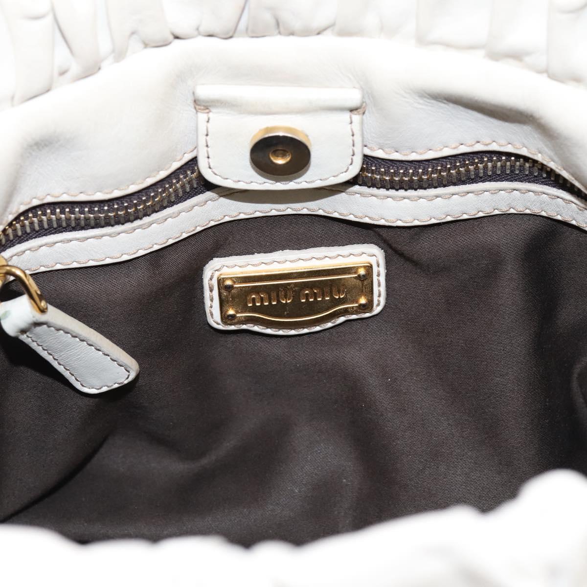 Miu Miu Hand Bag Vitellolux 2way White Gold Auth 201997A