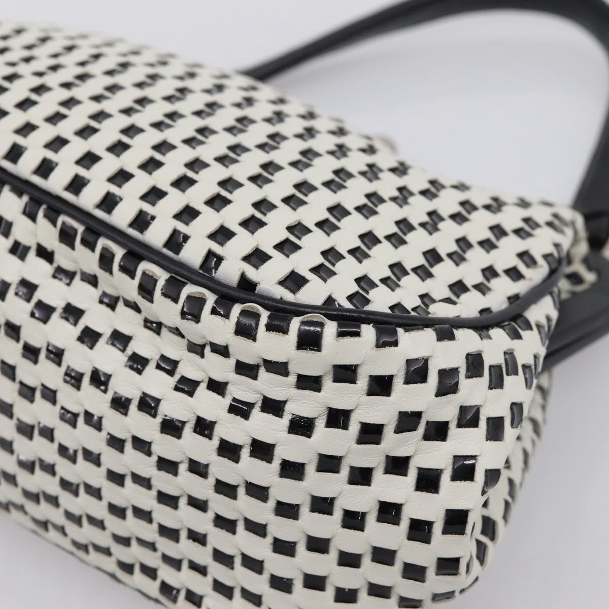 Miu Miu Hand Bag Leather White Silver Auth 201998A