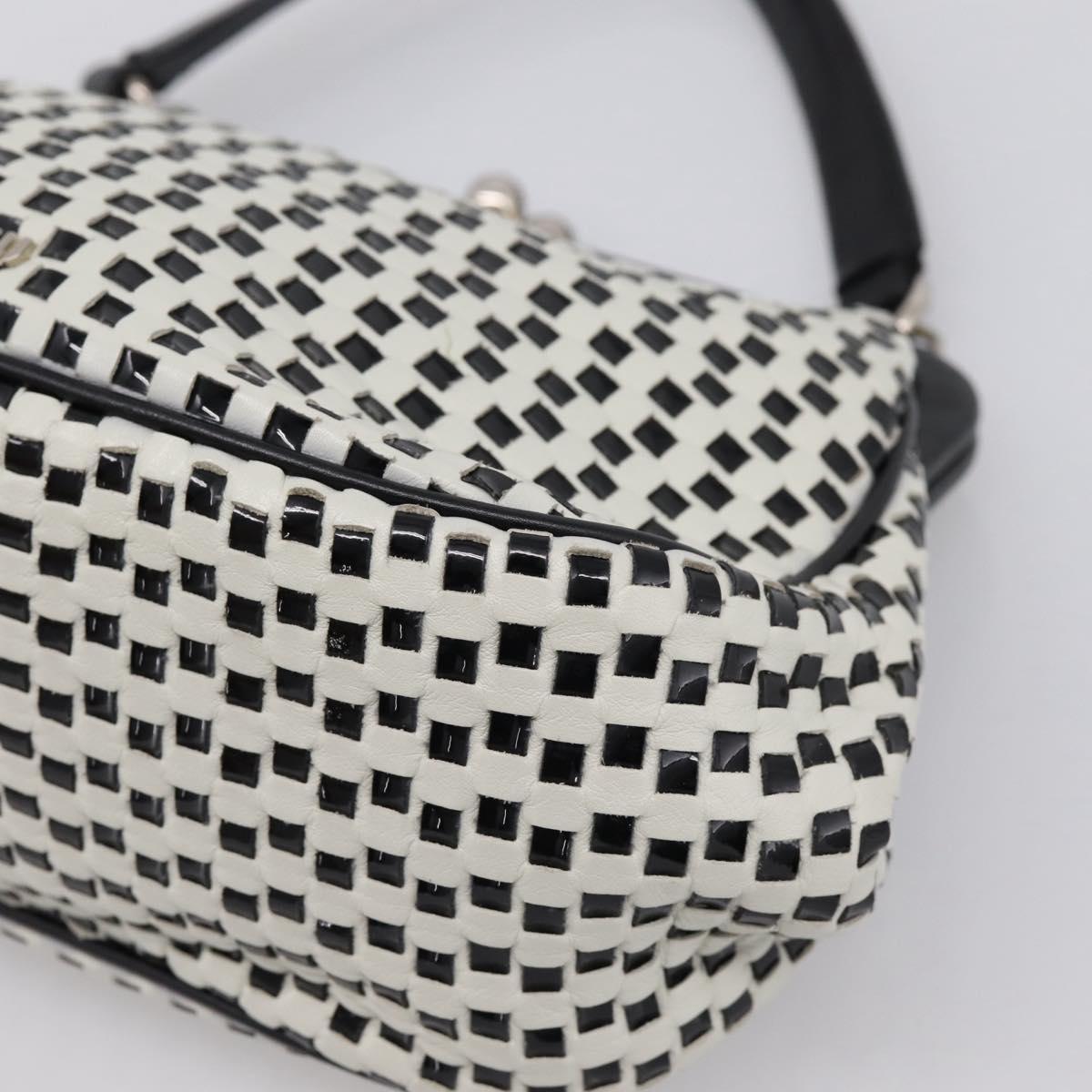 Miu Miu Hand Bag Leather White Silver Auth 201998A