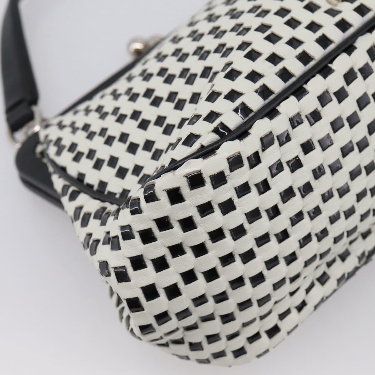 Miu Miu Hand Bag Leather White Silver Auth 201998A