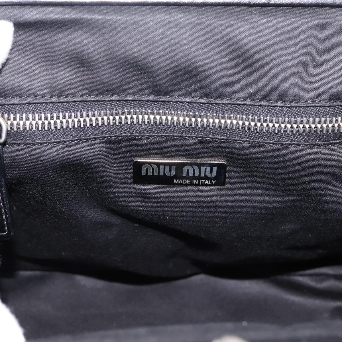 Miu Miu Hand Bag Leather White Silver Auth 201998A