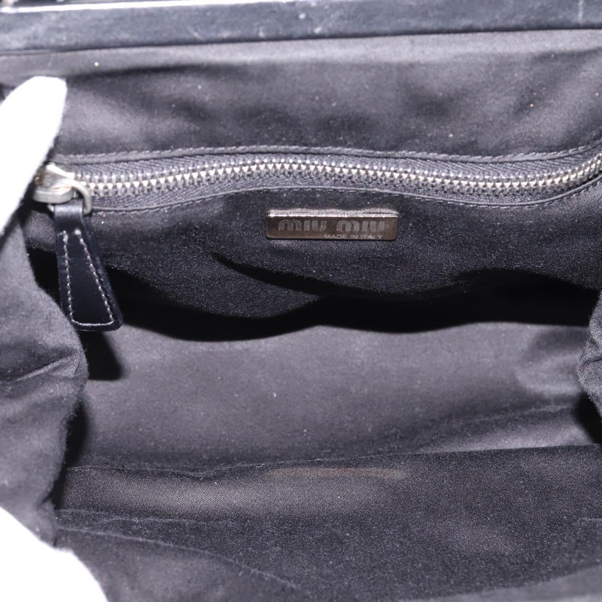 Miu Miu Hand Bag Leather White Silver Auth 201998A
