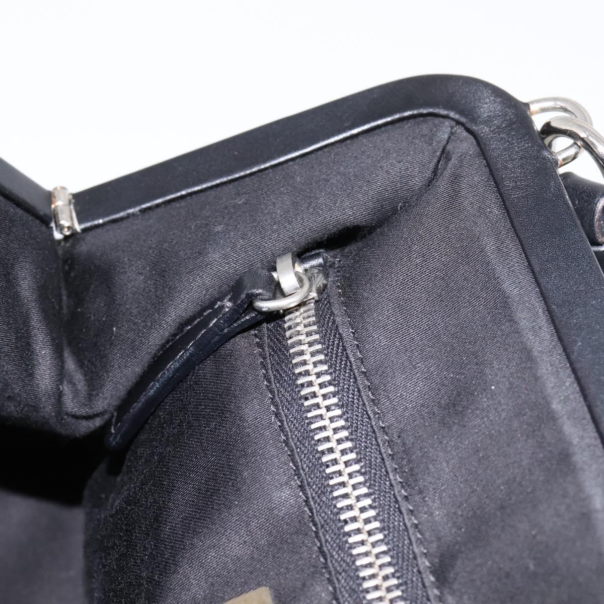Miu Miu Hand Bag Leather White Silver Auth 201998A