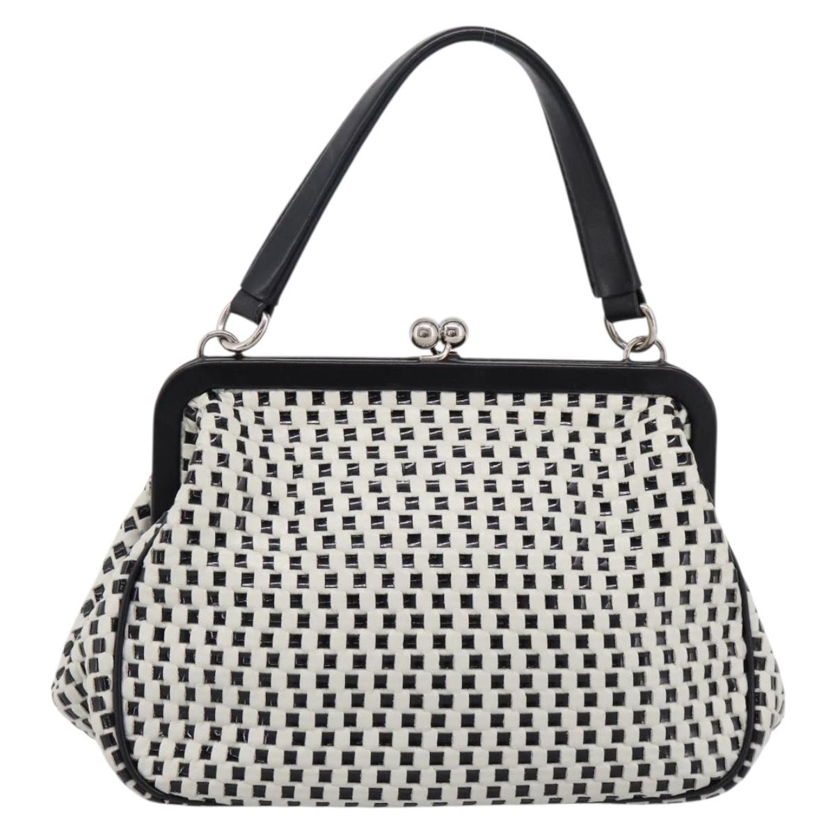 Miu Miu Hand Bag Leather White Silver Auth 201998A