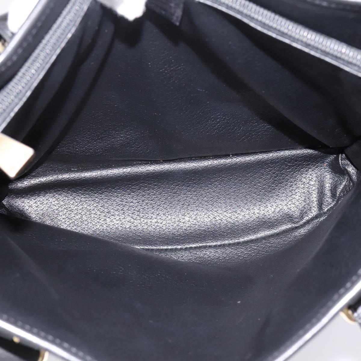 CELINE Macadam Canvas Tote Bag PVC Leather Black Gold Auth 201999A