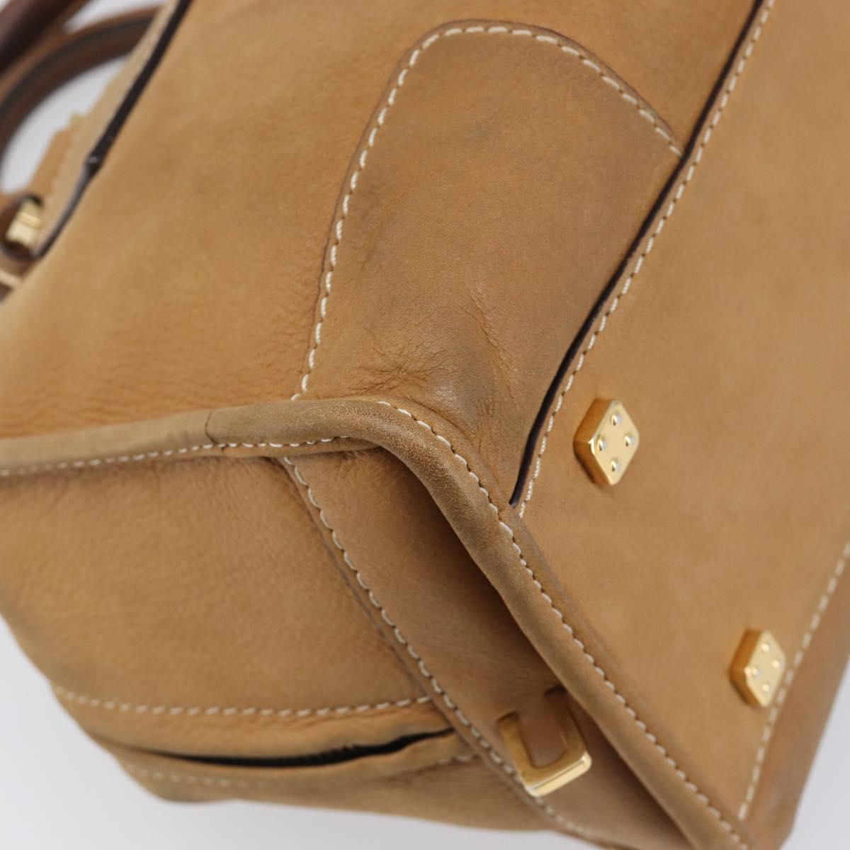 LOEWE Amazona 28 Hand Bag Leather Beige Gold Auth 202000A