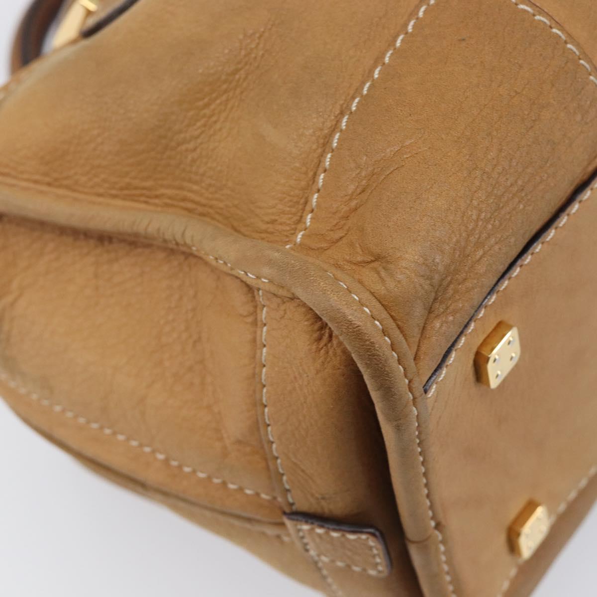 LOEWE Amazona 28 Hand Bag Leather Beige Gold Auth 202000A