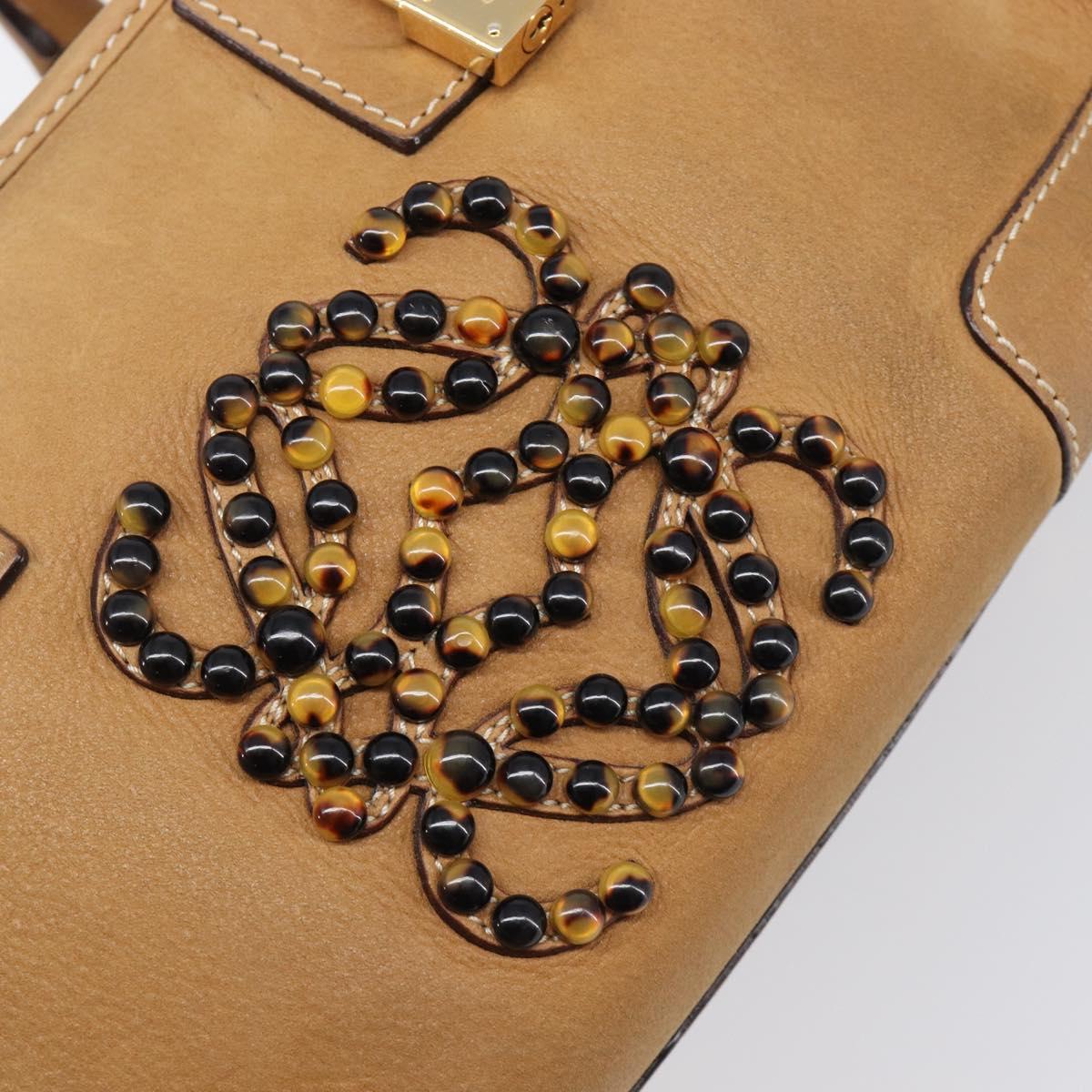 LOEWE Amazona 28 Hand Bag Leather Beige Gold Auth 202000A