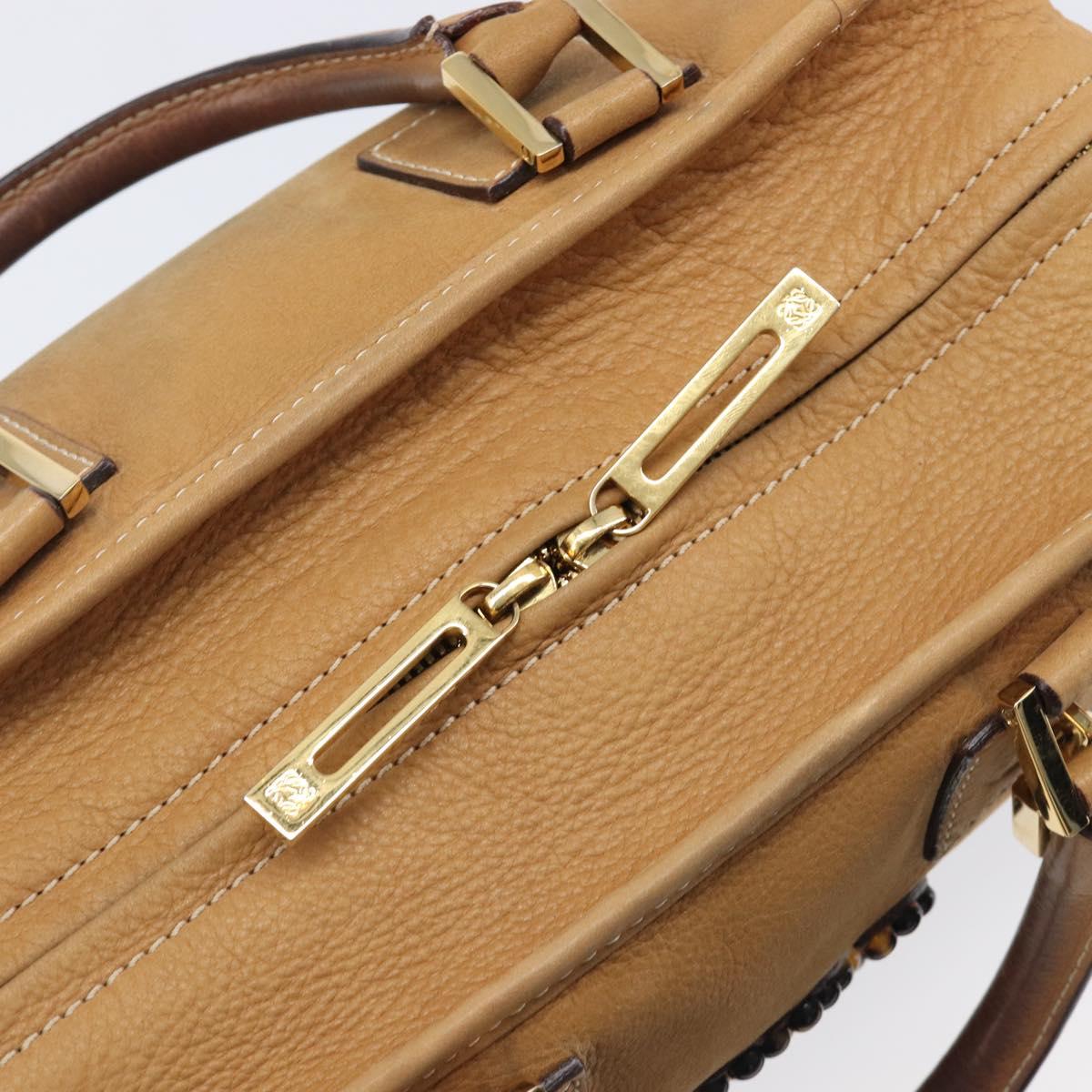 LOEWE Amazona 28 Hand Bag Leather Beige Gold Auth 202000A