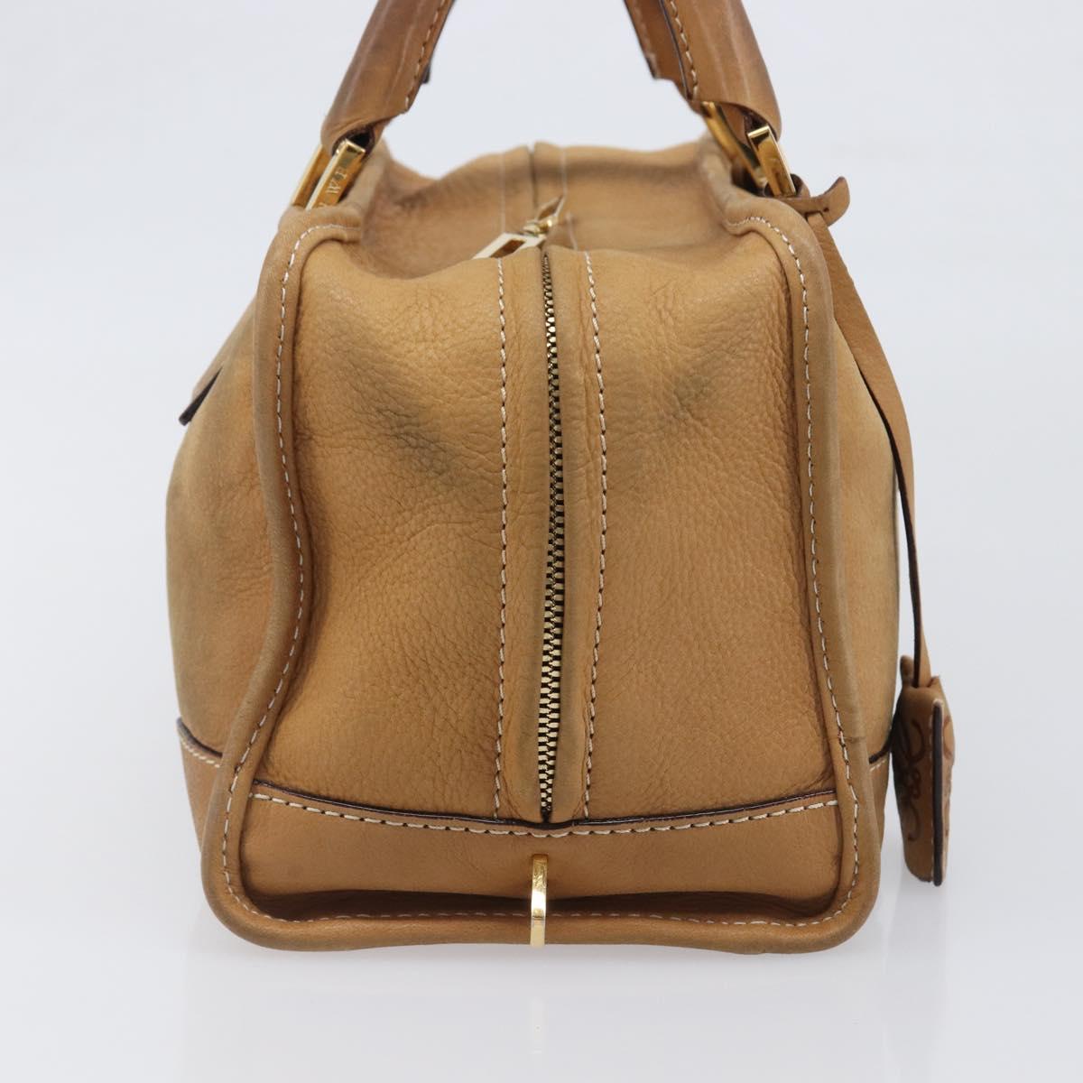 LOEWE Amazona 28 Hand Bag Leather Beige Gold Auth 202000A