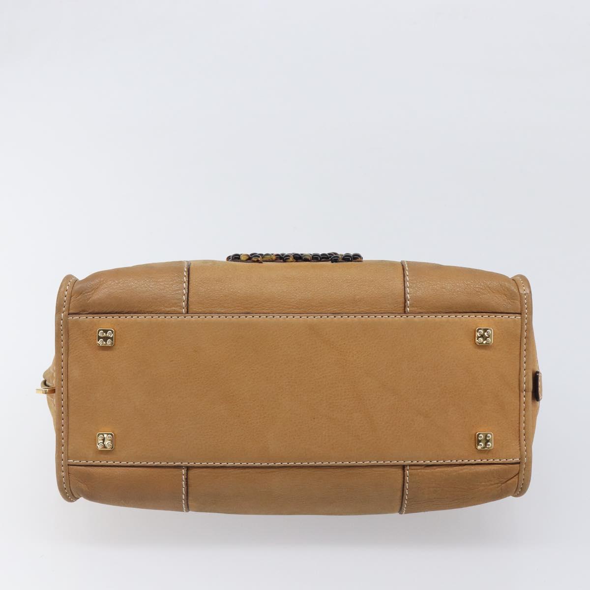 LOEWE Amazona 28 Hand Bag Leather Beige Gold Auth 202000A