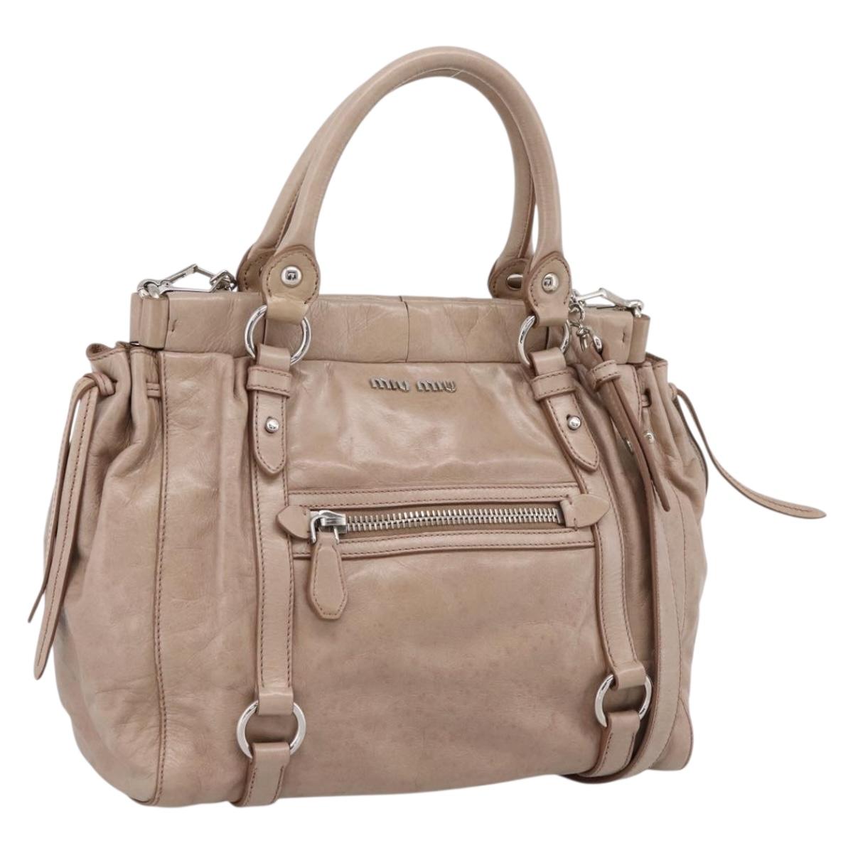 Miu Miu Hand Bag Vitellolux 2way Pink Silver Auth 202001A