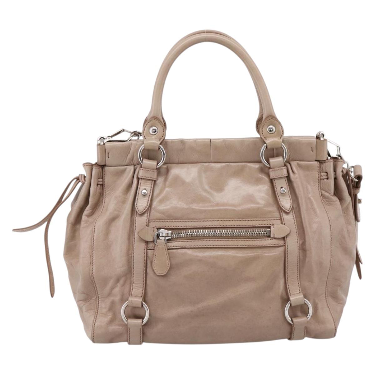 Miu Miu Hand Bag Vitellolux 2way Pink Silver Auth 202001A