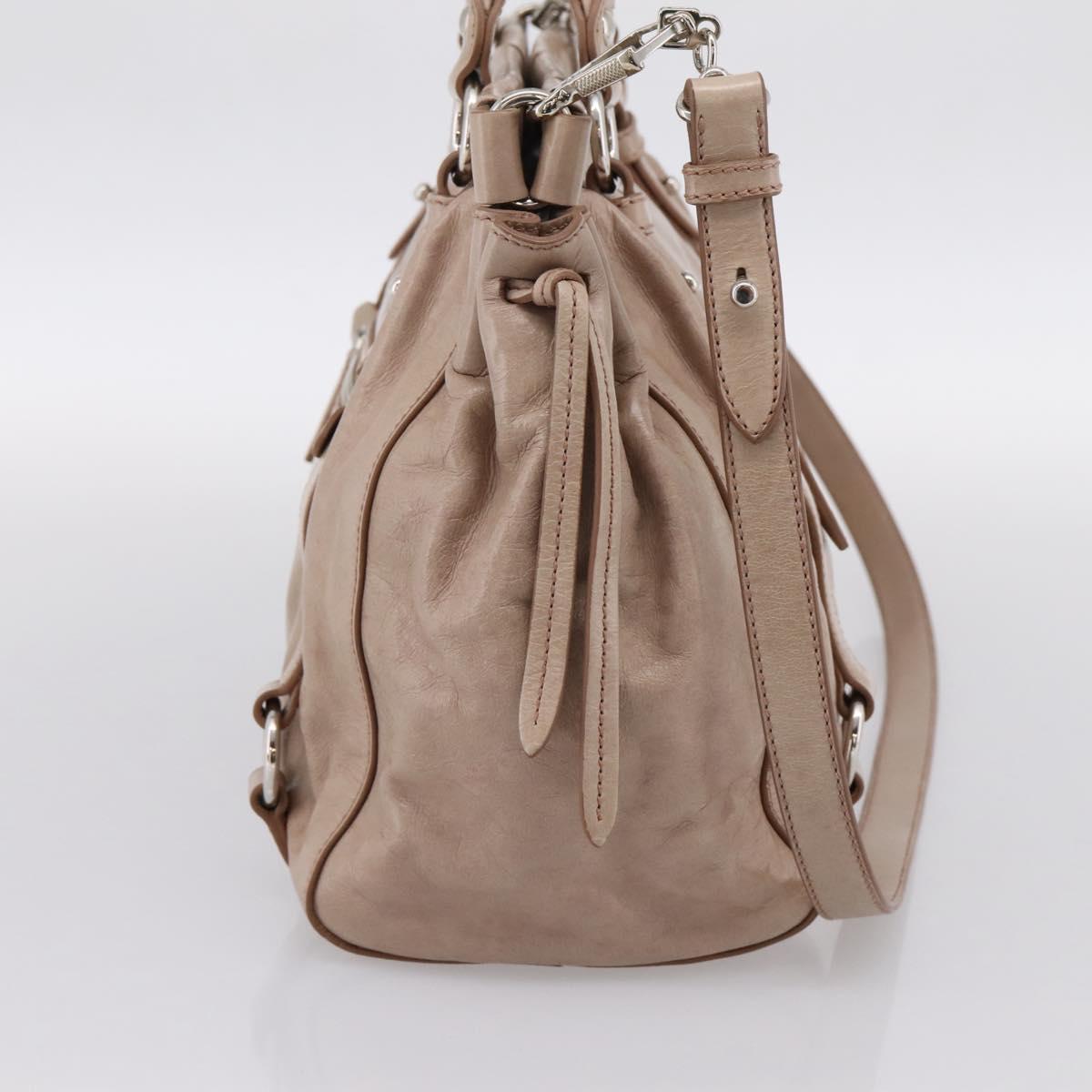 Miu Miu Hand Bag Vitellolux 2way Pink Silver Auth 202001A