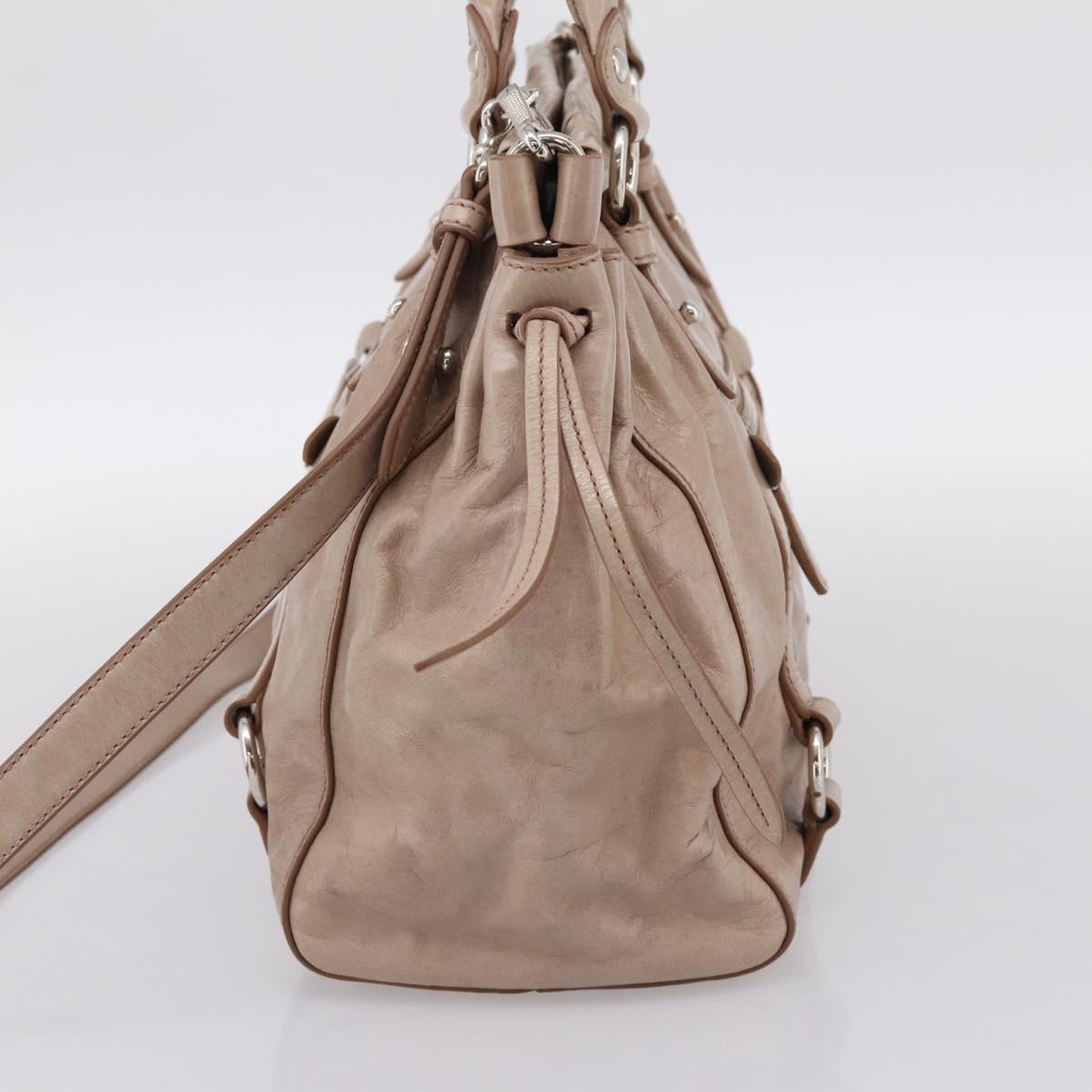Miu Miu Hand Bag Vitellolux 2way Pink Silver Auth 202001A