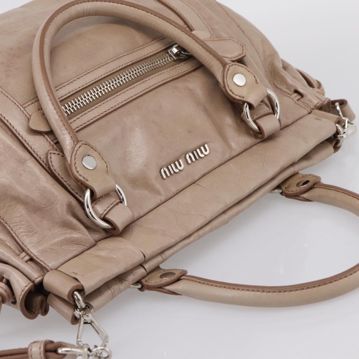 Miu Miu Hand Bag Vitellolux 2way Pink Silver Auth 202001A