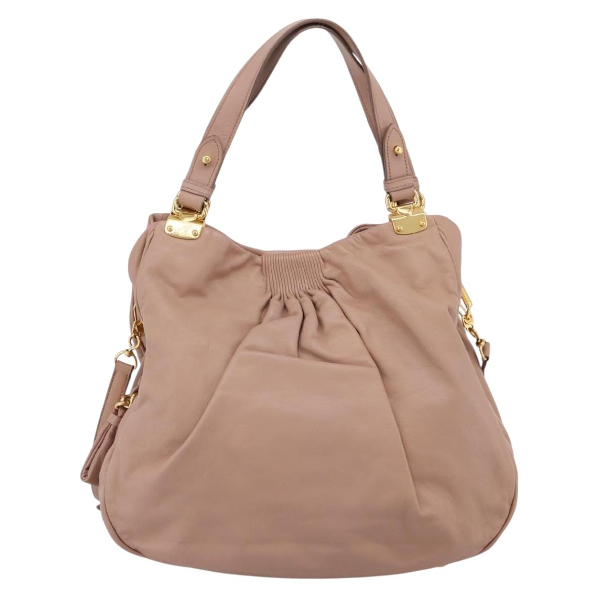 Miu Miu Hand Bag Leather 2way Pink Gold Auth 202002V
